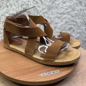 UGG Women's Brown Suede Espadrille Gladiator Strappy Ankle Strap Sandals Size 10
